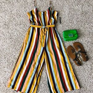 Lily Black Rust/Copper Multi Stripe Jumpsuit XL